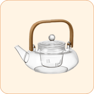 Glass Teapot With Bamboo Handle With Glass Infuser